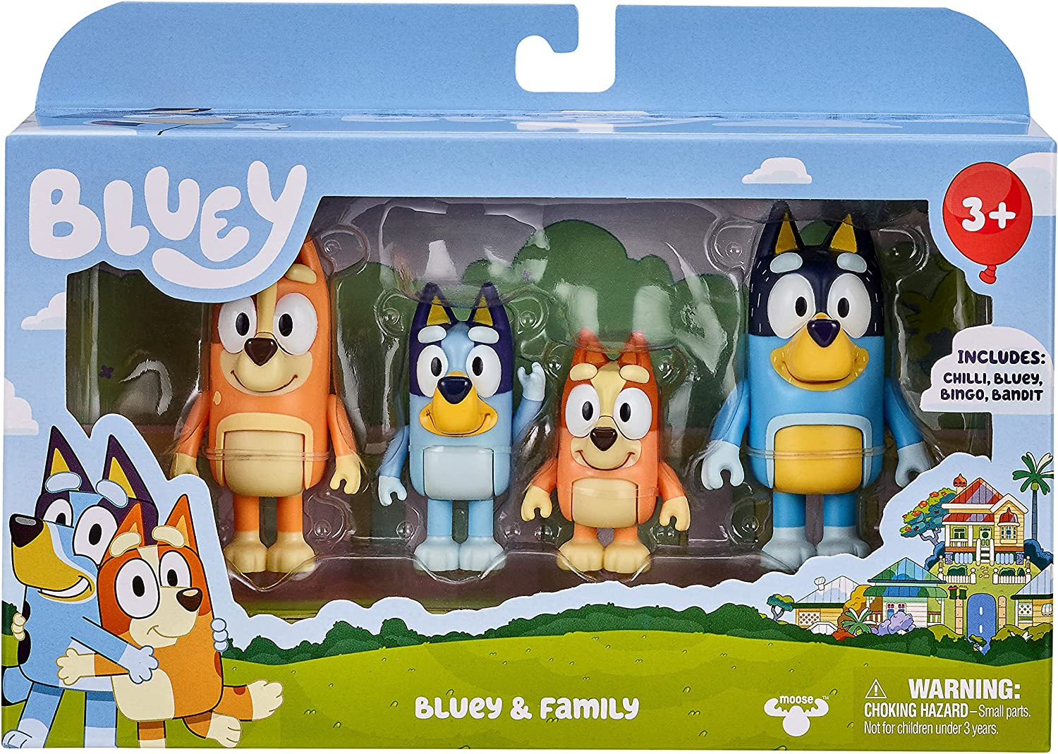Family Figure 4-Pack – Includes , Bingo, Mum (Chilli) & Dad (Bandit), Poseable Collectible Toys for Kids, Durable Cake Toppers, for Toddlers & Fans, Ages 3+