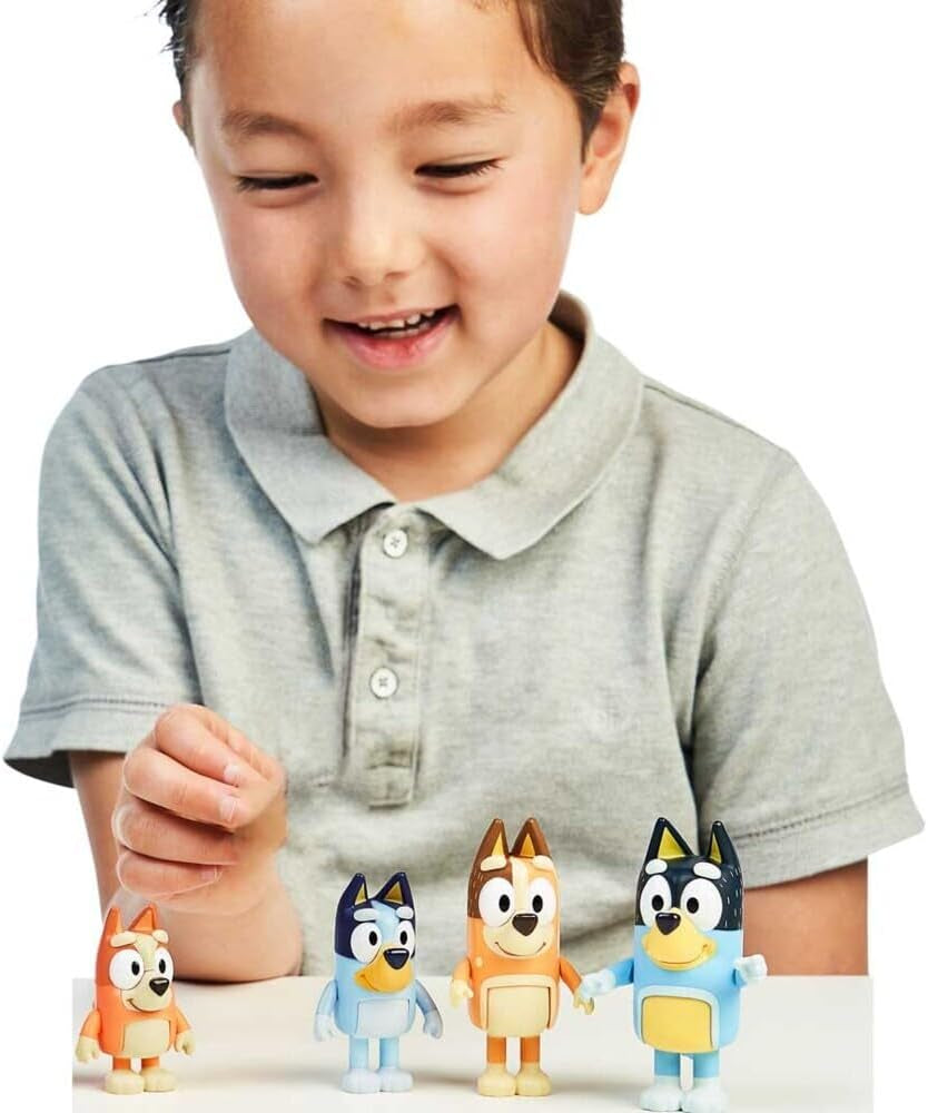 Family Figure 4-Pack – Includes , Bingo, Mum (Chilli) & Dad (Bandit), Poseable Collectible Toys for Kids, Durable Cake Toppers, for Toddlers & Fans, Ages 3+