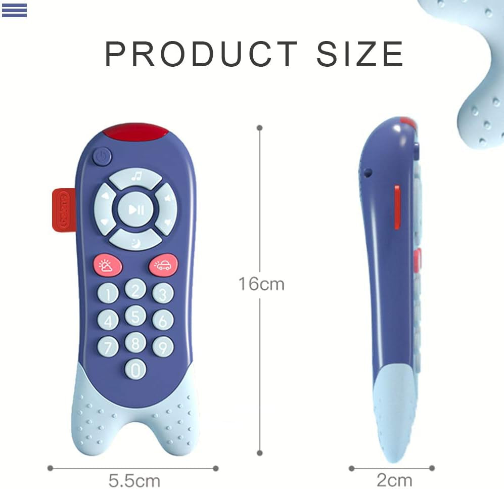 Musical TV Remote Toy for Toddlers, Educational Baby Remote Control Toy with Sound and Light, Electronic Baby Learning Toy Remote Control for 12+ Months Boys Girls, Blue