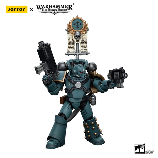 JOYTOY Warhammer 40K 1/18 Action Figure Sons of Horus MKIV Tactical Squad Legionary with Legion Vexilla Anime Figures Toys Model