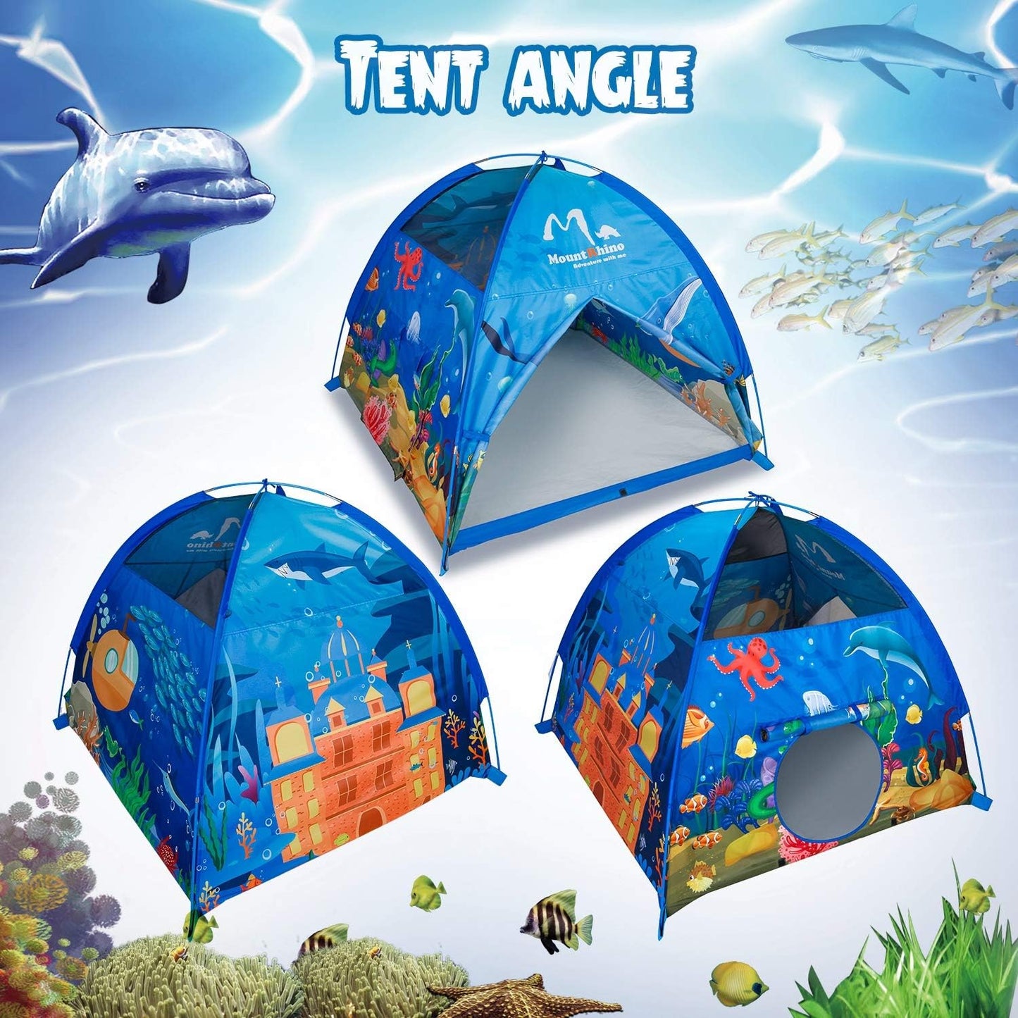 Kids Play Tent Playhouse-48”X48”X42” Ocean Tent Indoor Outdoor Tents for Kids Portable Ocean Animals Toys Tents for Boys Girls Imaginative Camping Games Kid’S Gift