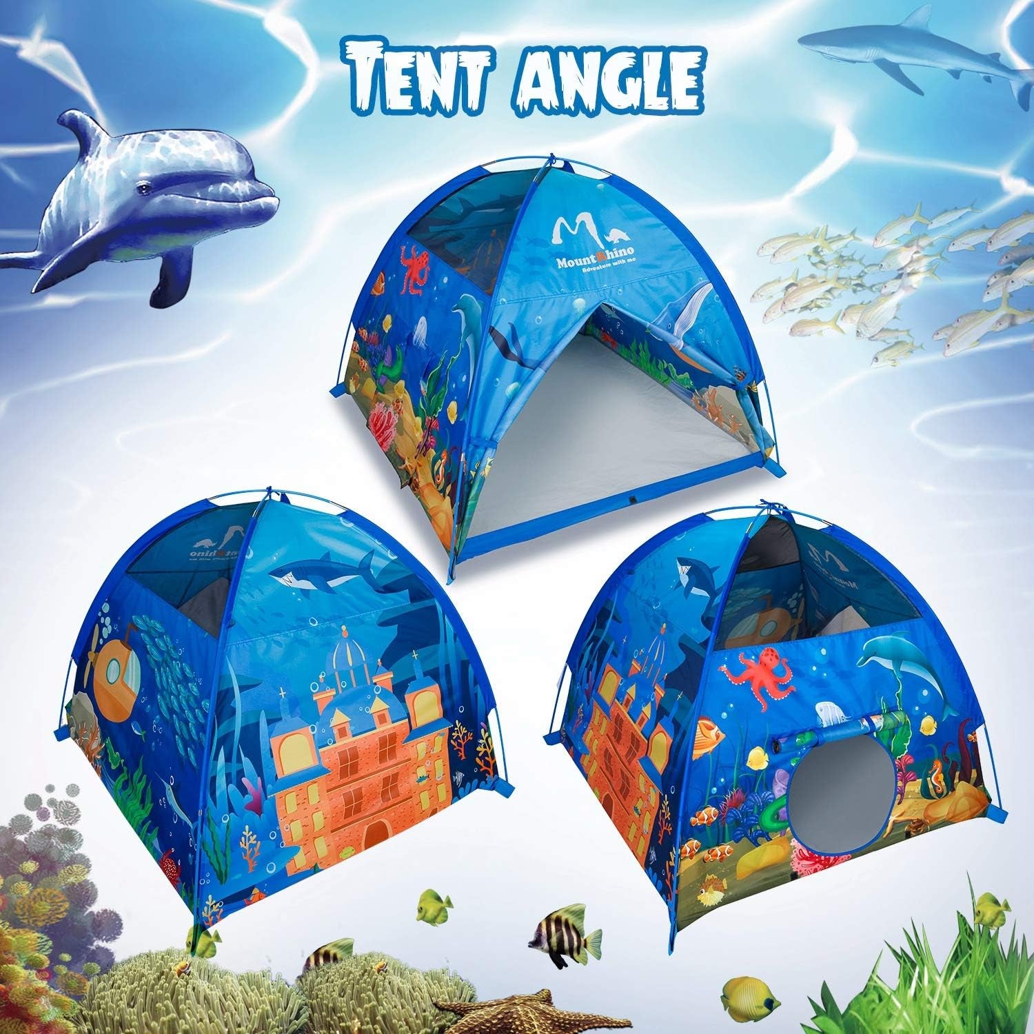 Kids Play Tent Playhouse-48”X48”X42” Ocean Tent Indoor Outdoor Tents for Kids Portable Ocean Animals Toys Tents for Boys Girls Imaginative Camping Games Kid’S Gift