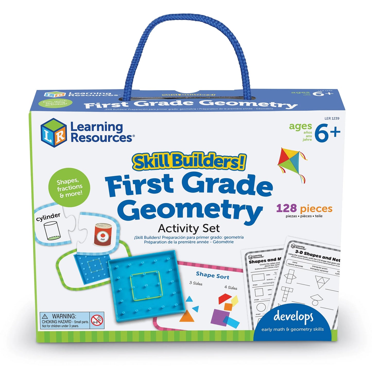 Skill Builders! 1St Grade Geometry - 128 Pieces, Boys and Girls Ages 6+ First Grade Learning Materials, Math Games for Kids