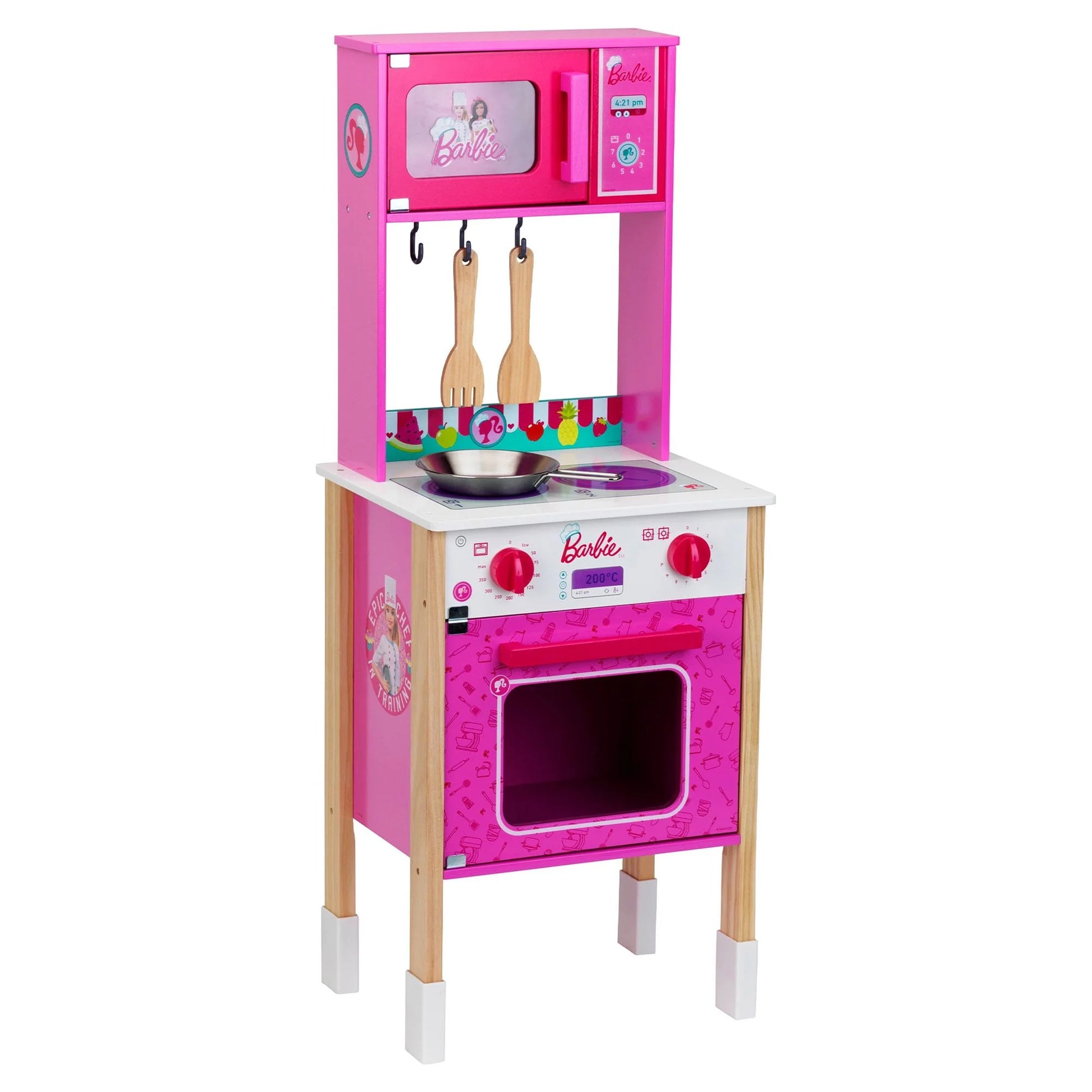 Barbie Epic Chef Wooden Toy Kitchen Playset for Kids 3 and Up