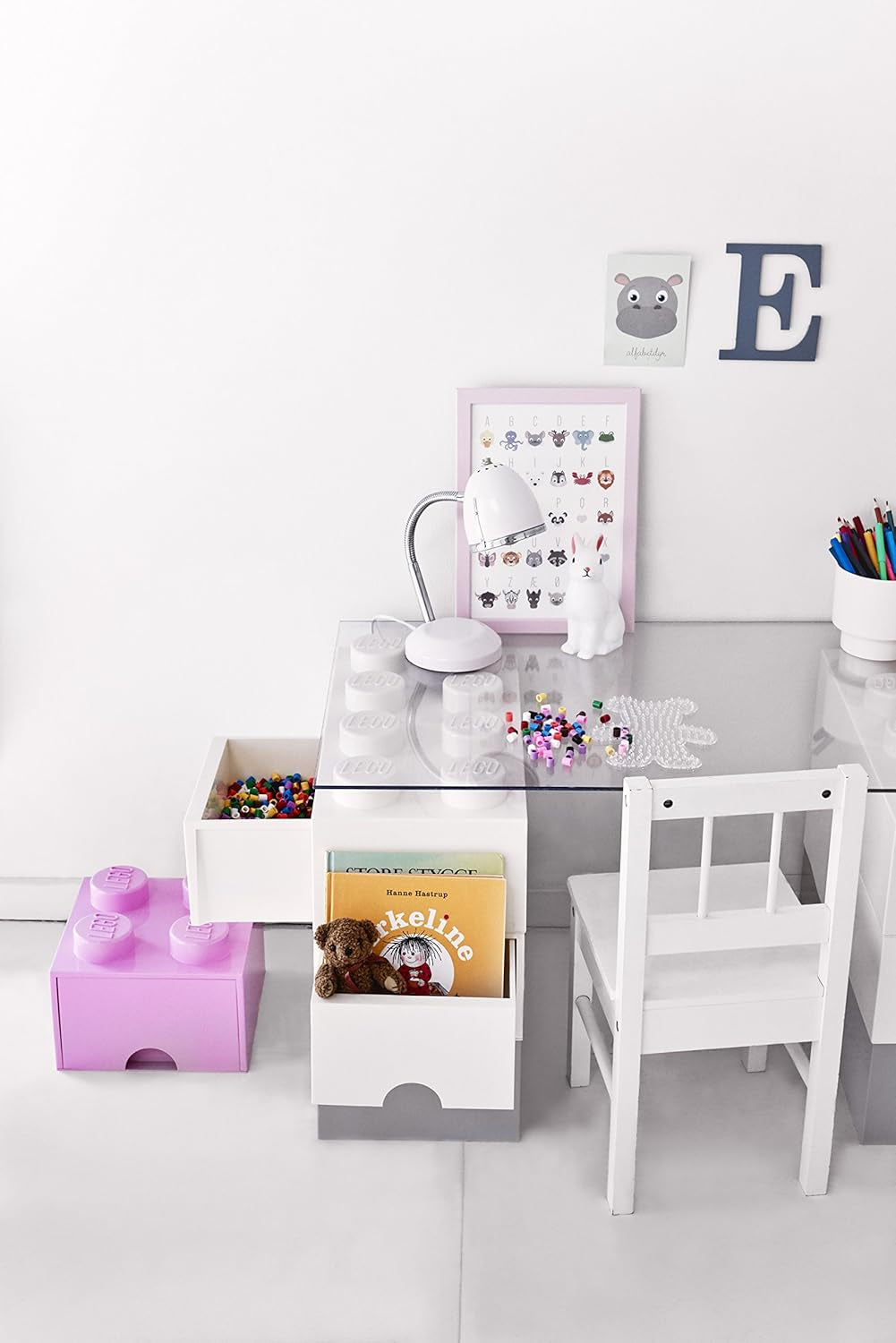 LEGO Brick Drawer, 4 Knobs, 1 Drawer, Stackable Storage Box, Black