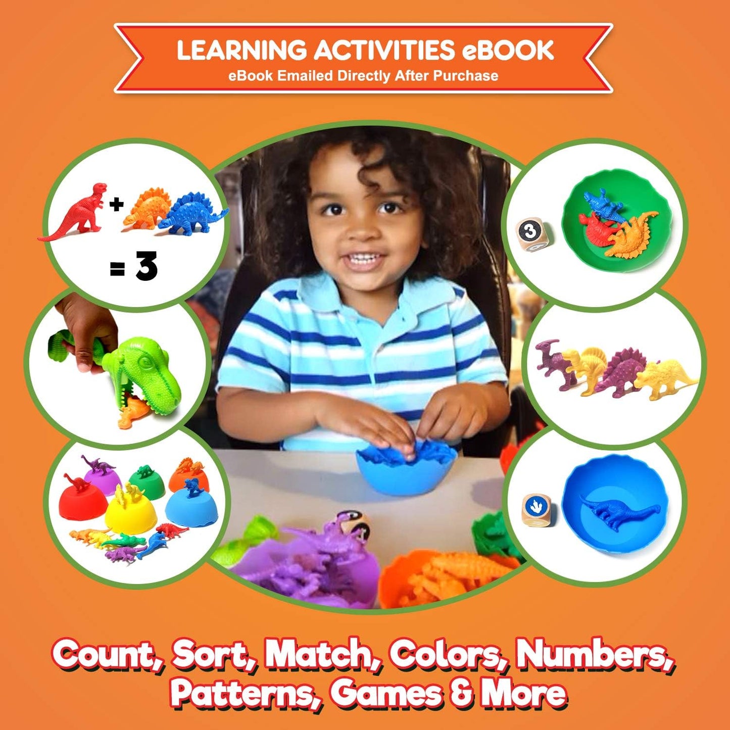 Jumbo Sorting & Counting Dinosaurs Matching Game - Educational Dinosaur Toys for 3 4 5 Year Olds with 54 Math Manipulatives, Dino Grabber, Toddler Games Dice, Toy Storage & Kids Activities Ebook