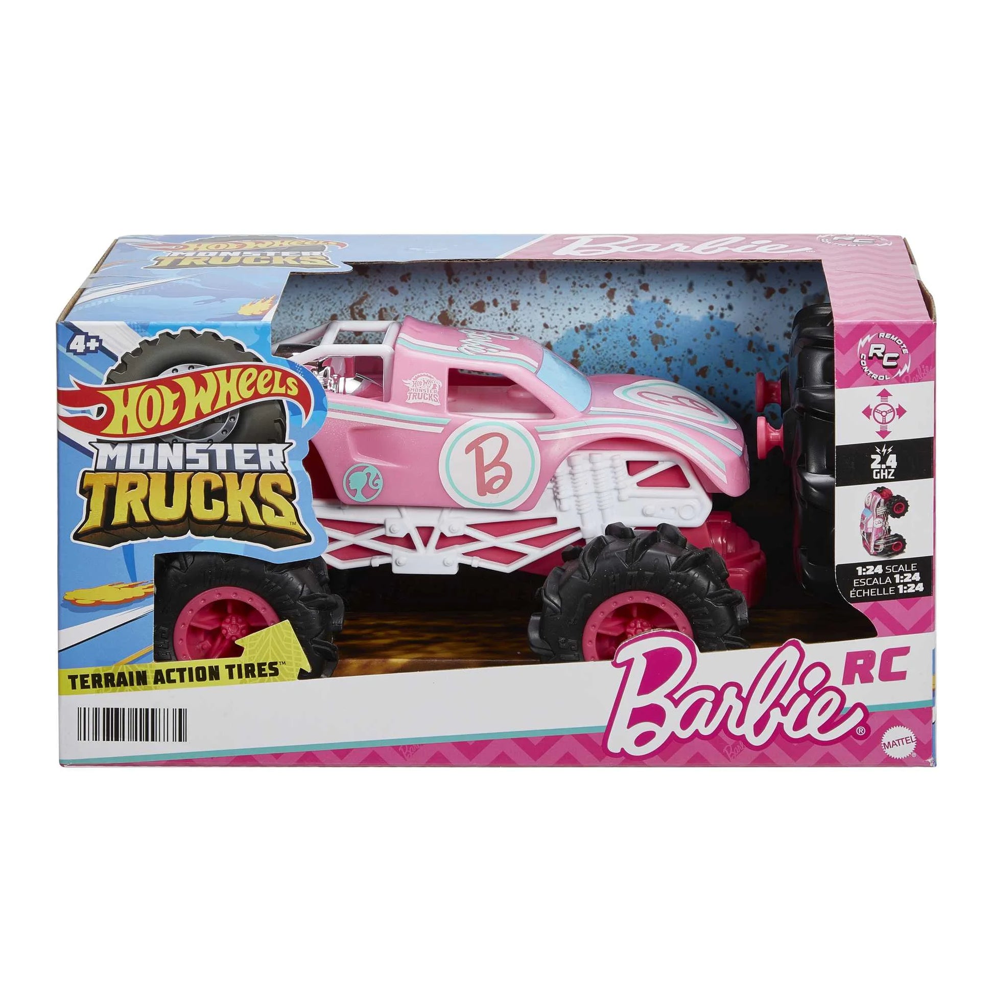 Barbie Monster Truck RC, Battery-Powered Remote-Control Toy Truck in 1:24 Scale