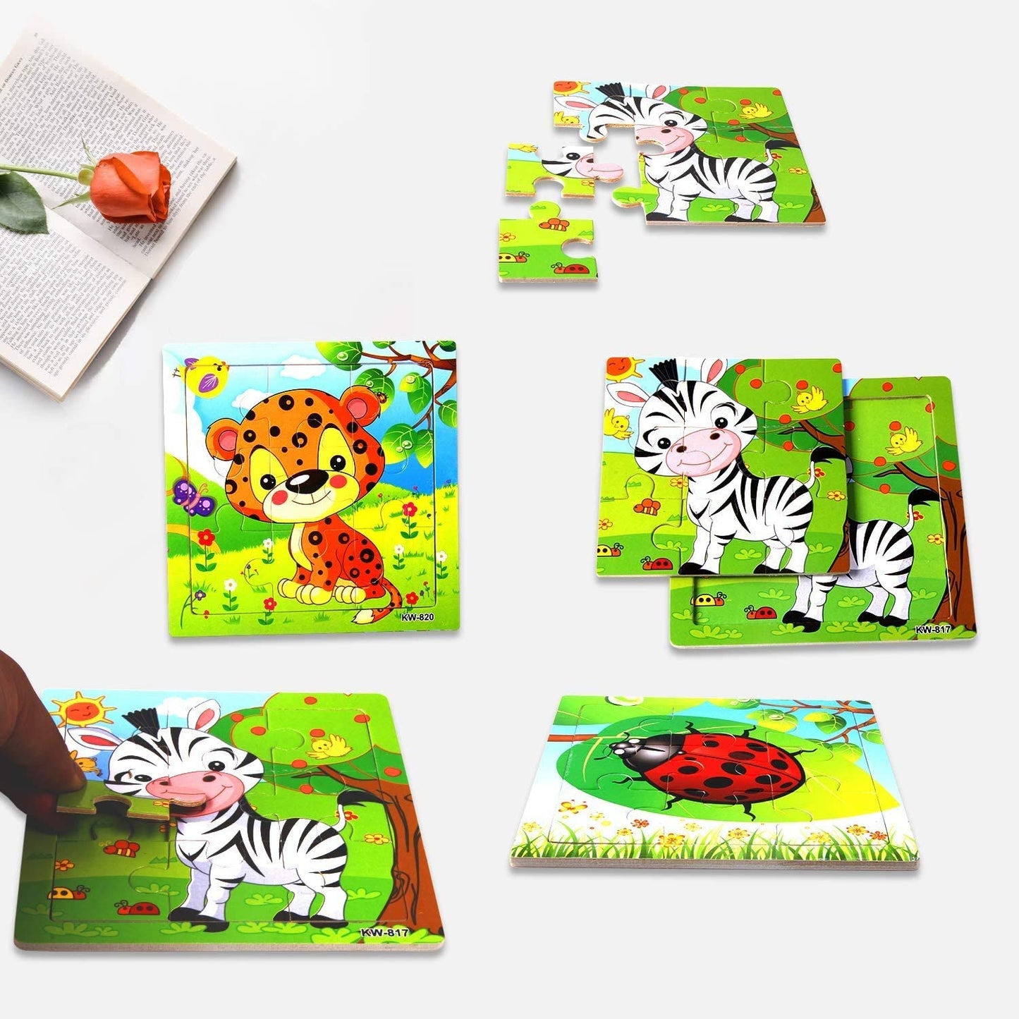 12 Pack Jigsaw Puzzles for Toddlers Wooden Animals Jigsaw Puzzles 9 Pcs with 12 Organize Bags for Kids Ages 2 3 4 5 Preschool Educational Puzzles Learning Travel Toys for Boys and Girls